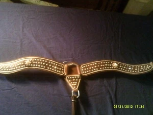  Brusthalsband von Tough 1's Kombi Show Style braun mit Bernsteinrosetten - Bild 1 von 6