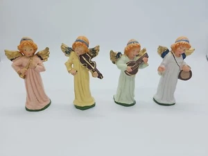 VINTAGE CHRISTMAS ANGEL FIGURES ITALY Playing Musical Instruments IMPERFECT - Picture 1 of 14
