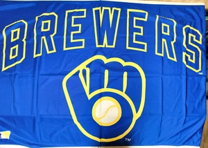 MLB Milwaukee Brewers - Bandiera da esterno 3' x 5', nuova (BLU SCURO) - Foto 1 di 3