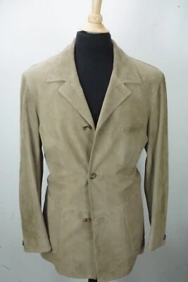 Abrigo Chaqueta Brioni Marrón Cuero Perforado Hombre Talla L Hecho en Italia  Foto 1 de 4