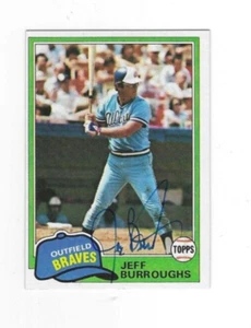 Autogrammierte signierte 1981 Topps Jeff Burroughs Atlanta Braves Karte #20 mit Coa - Bild 1 von 1