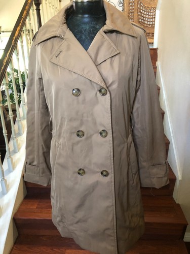 Cappotto lungo trench donna Kate Spade beige marrone tasche interno trapuntato taglia M