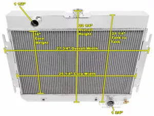 1964-1967 Chevy El Camino All Alum 2 Row Core KR Champion Radiator - Picture 1 of 7