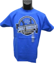 NEW Middle Tennessee State Blue Raiders Baseball YOUTH Sizes S-M-L-XL Blue Shirt - Picture 1 of 7