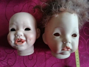 2 Puppenköpfe Biskuitporzellan ohne Augen verschiedene Größen - Bild 1 von 12