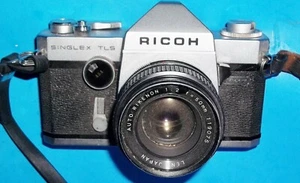 RICOH SINGLEX TLS 35MM CAMERA WITH RIKENON F: 1:2 50MM LENS WITH SHOULDER STRAP - Picture 1 of 4