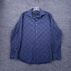 Bugatchi Button Up Shirt Mens M Medium Blue OoohCotton Tech 8 Way Stretch Polka - Picture 1 of 7