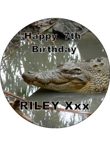 7.5 CROCODILE EDIBLE ICING BIRTHDAY CAKE TOPPER - Picture 1 of 1