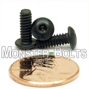 #6-32 x 3/8 Zoll Knopfkopf Steckschlüssel Schrauben, SAE Legierung Stahl Thermo Schwarz Oxid - Bild 1 von 2