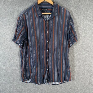 Connor Shirt Mens XL Blue Orange Button Up Striped Retro Classic Fit Adult Z135 - Picture 1 of 9