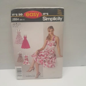 Vestido Simplicity Pattern 2884 Misses Talla A (8-18) Dos Longitudes Sin Cortar 2008 - Imagen 1 de 2