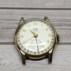 Vtg RARE 1940s BENRUS Mens Calendar Day Date Watch 17j AXZ CE3 10ktGF Runs Int. - Picture 1 of 16