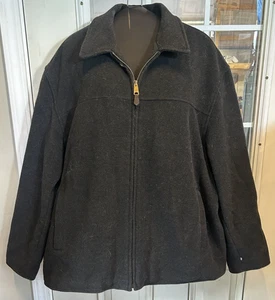 Dockers 100% Wool Black Zip-Up Pea Coat Mens XXL - Picture 1 of 6