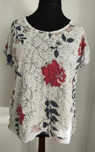 Unbranded Light Grey Floral Sequinned T-shirt Short Sleeve Top Size Approx 20/22 - Picture 1 of 14