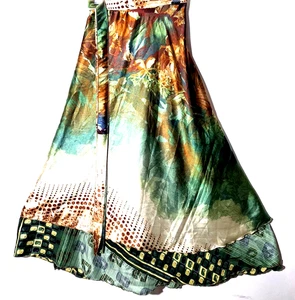 Increíble-arte Vintage Seda Sari Magic Wrap Falda Reversible Doble Capa Falda, - Imagen 1 de 6