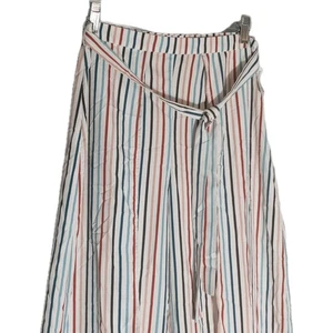 Nuevos Pantalones Nasty Gal Envoltura Pierna Dividida Mujer Talla 8 Marfil Corbata Cinturón Rayas Pantalones - Imagen 1 de 9