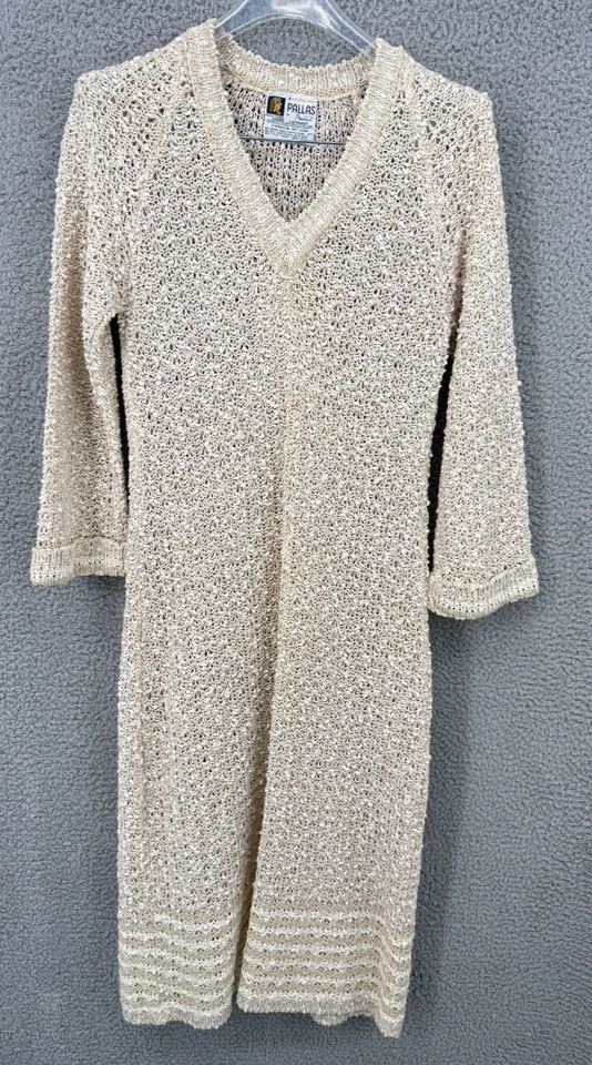 Vestido de punto abierto de lino irlandés telar a mano vintage de Palas Cottagecore Boho Prairie Foto 1 de 4