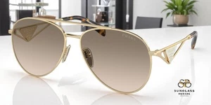 Occhiali da sole donna PRADA PR 73ZS ZVN3D0 oro pallido marrone sfumato grigio chiaro 58 mm - Foto 1 di 6