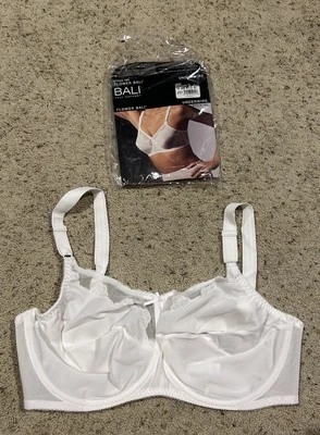 NOS Vtg Flower BALI 40DDD BRA Soft Cup Underwire #180 Feminine WHITE New  F25 - Image 1 of 4