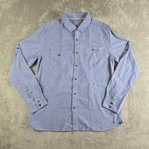 Horny Toad Shirt  Medium Blue Organic Cotton Pockets Long Sleeve Smart Casual - Picture 1 of 13