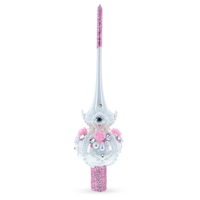 Dimensional Roses on Champagne Glass Tree Topper 11 Inches - Image 1 of 4