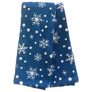 Midnight Blue & White Christmas Snowflake Kitchen Towel Set 2 Cotton Dish Towels - Picture 1 of 3