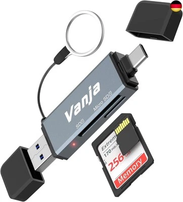 Vanja SD Kartenleser USB 3.0 & USB-C Dual Port - SD Card Reader OTG-Adapter - Bild 1 von 4