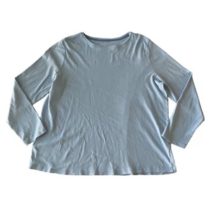 Damen Talbots Tee 3X Hellblau Langarmshirt Pima Baumwolle Plus - Bild 1 von 3