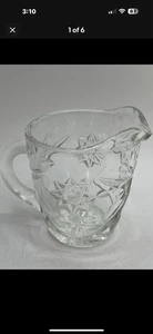 Vintage Anchor Hocking Prescut Clear Glass Star of David Creamer - Picture 1 of 6