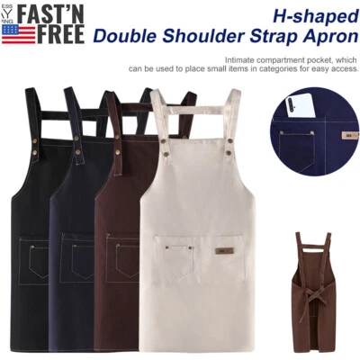 Unisex Adjustable Apron Cooking Kitchen Aprons With Pockets Waterproof Oil-Proof - Image 1 of 4