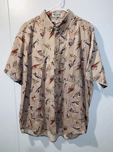 Camisa de pesca con botones COLUMBIA para hombre con estampado total señuelos peces beige talla grande - Imagen 1 de 5