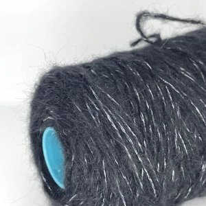 Black MOHAIR LUREX FLUFFY Yarn on Cone WORSTED MEDIUM WEIGHT for Crafts Knitting - Picture 1 of 3
