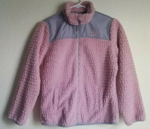 Reebok Pink and Gray Fleece Zippered Jacket Girl's Size L 14-16 NWTS - Picture 1 of 4