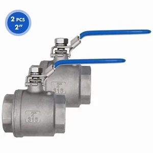 2P VAV 2" Ball Valve Full Port,316 Stainless Steel,1000 WOG for Water,Oil 2 Pack - Picture 1 of 8