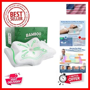 Bamboo Rayon Cervical Neck Pillow for Neck Pain Relief - Memory Foam Ergonomi... - Picture 1 of 7