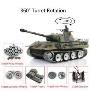 Henglong 1:16 RC Tank 3819 German Panther Metal Road Wheels Tracks Idlers 360° - Picture 1 of 6