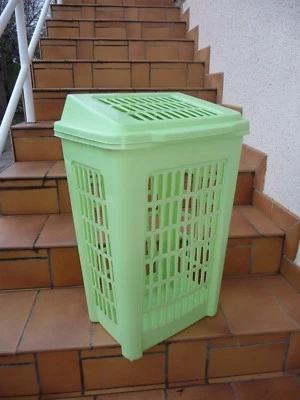 Panier corbeille VERT  à Linge -  salle de bain -  Vintage Années 80's - Photo 1/2
