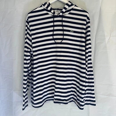 Lacoste Hoodie Mens Sz 7 Black White Striped Pullover Regular Fit Casual Sweater - Image 1 of 4