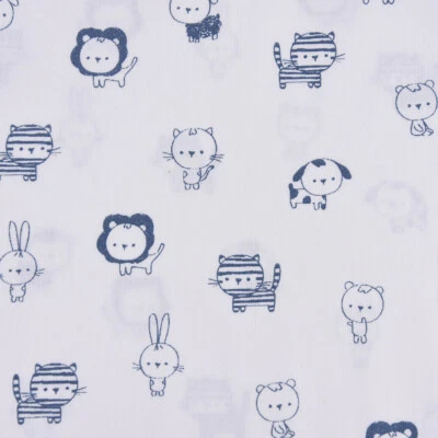 Baumwollstoff Popeline SWEET ANIMALS Löwe Tiger Hase weiß blau 1,50m Breite - Bild 1 von 4