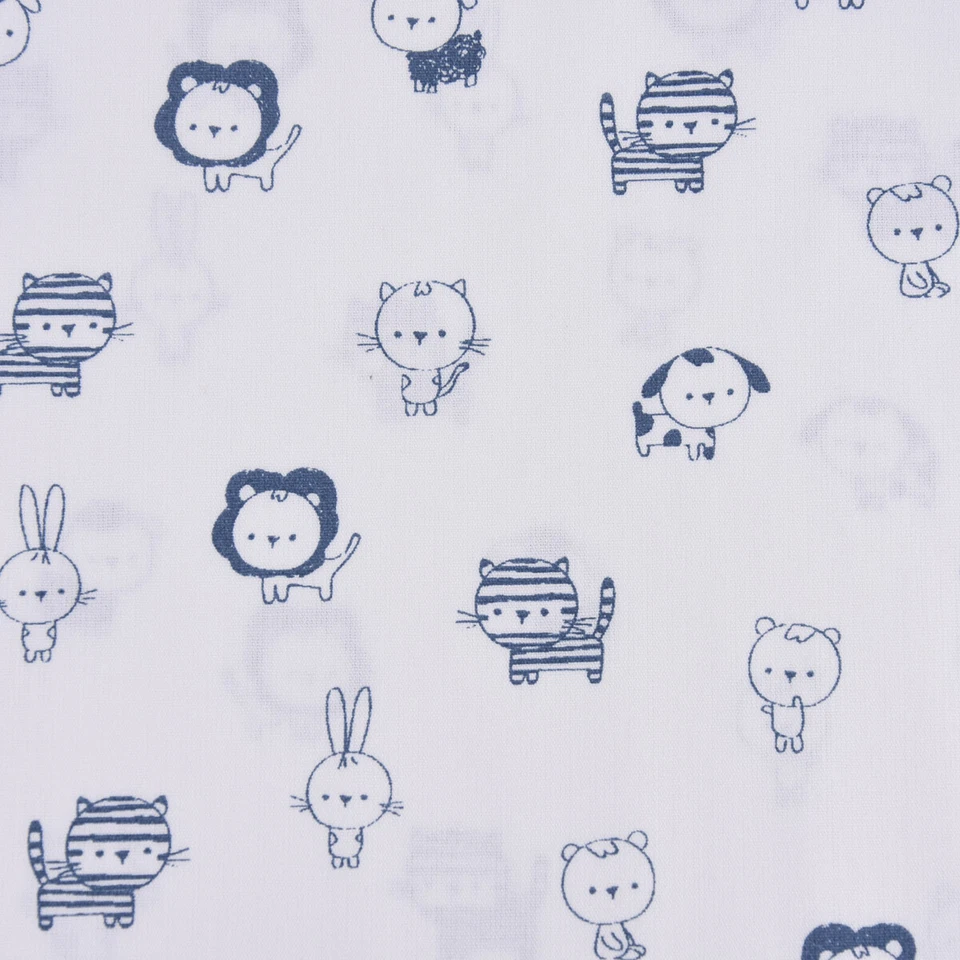 Baumwollstoff Popeline SWEET ANIMALS Löwe Tiger Hase weiß blau 1,50m Breite - Bild 1 von 4