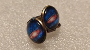 Vintage Soviet Cufflinks Space Galaxy Stars Metal USSR - Picture 1 of 7