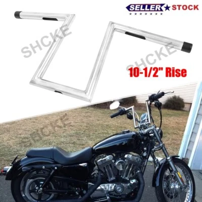Motorcycle 10.5" Rise Handlebars Z Bar Drag Ape Hanger For Harley XL 1200 Custom - Image 1 of 4
