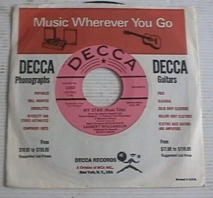 LAMBERT WILLIAMSON MY STAR THIS IS MY SONG  USA PROMOTION COPY DECCA 32101 - Bild 1 von 3