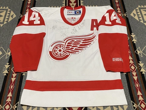VTG CCM AIR KNIT NHL 2000 DETROIT RED WINGS #14 SHANAHAN Auto JERSEY Sz S T22 Cover