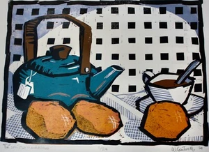 WILLIAM "BILL" GENTES - woodcut "Tres Mandarinas" - Picture 1 of 3