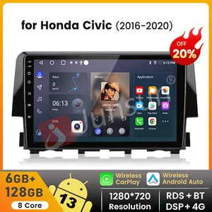 6+128GB For Honda Civic 2016-2020 Car Stereo Radio GPS Apple Carplay Android 13 - Picture 1 of 19