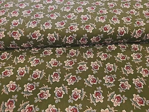 A Golden Era  Cotton Fabric  Leaves Green Reproduction Margaret Marcus    - Picture 1 of 3