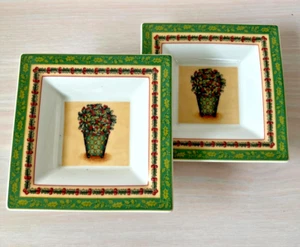 2 Villery & Boch Festive Memories Square dishes – holly 5 ½” w original labels - Picture 1 of 9