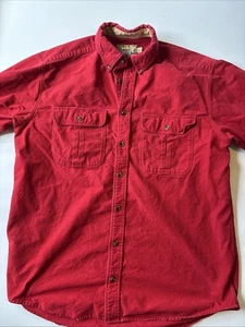 Vintage Cabelas Deerskin Flannel Men L Red Chamois Cloth Button Up Outdoor Large - Picture 1 of 5