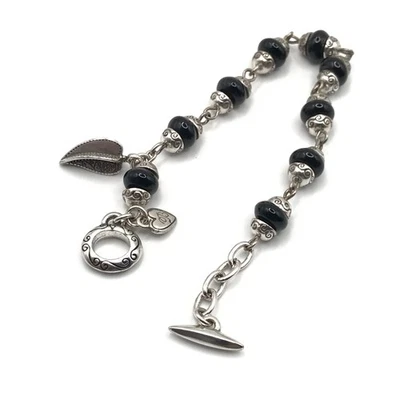 Pulsera de eslabones Brighton cuentas negras y dije cierre de palanca estilo suroeste 7,5" Foto 1 de 4